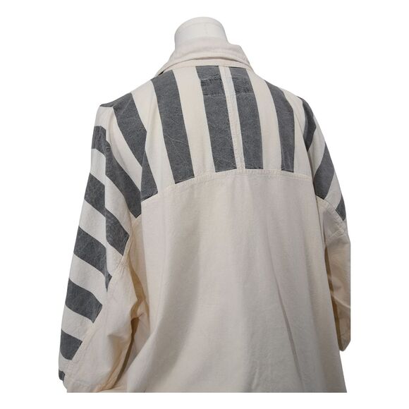 Sergio Valente 80s Oversized Striped Shirt XL Vintage Aviation Cotton - Picture 6 of 13